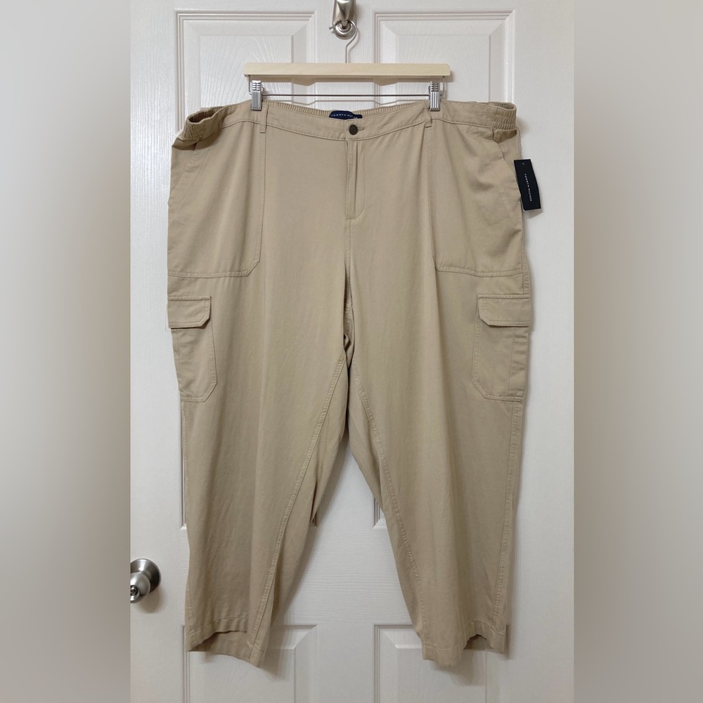 Tommy Hilfiger Women’s Khaki High Rise Tapered Ankle Cargo Pants 2X Utility Y2K